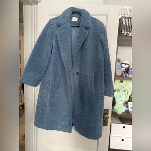 Loft Women's Blue Teddy Coat XL